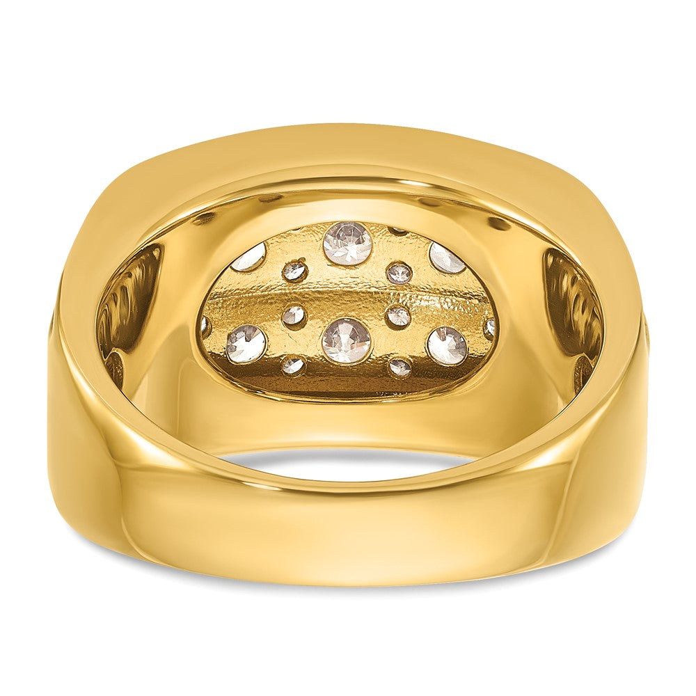 14k with White Rhodium Men's Polished and Grooved 2-Row 2 Carat AA Quality Diamond Ring