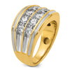 14k with White Rhodium Men's Polished and Grooved 2-Row 2 Carat AA Quality Diamond Ring