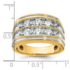 14k with White Rhodium Men's Polished and Grooved 2-Row 2 Carat AA Quality Diamond Ring