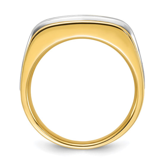 IBGoodman 14k Two-tone Men's Polished and Satin 3-Stone Ring Mounting