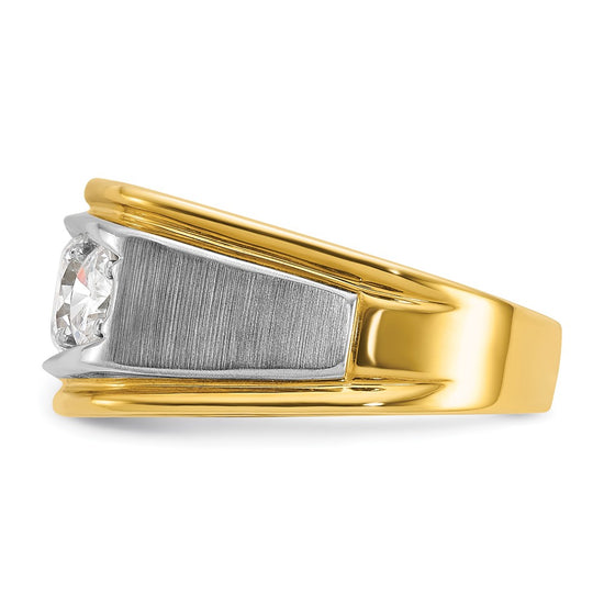 IBGoodman 14k Two-tone Men's Polished and Satin 3-Stone Ring Mounting