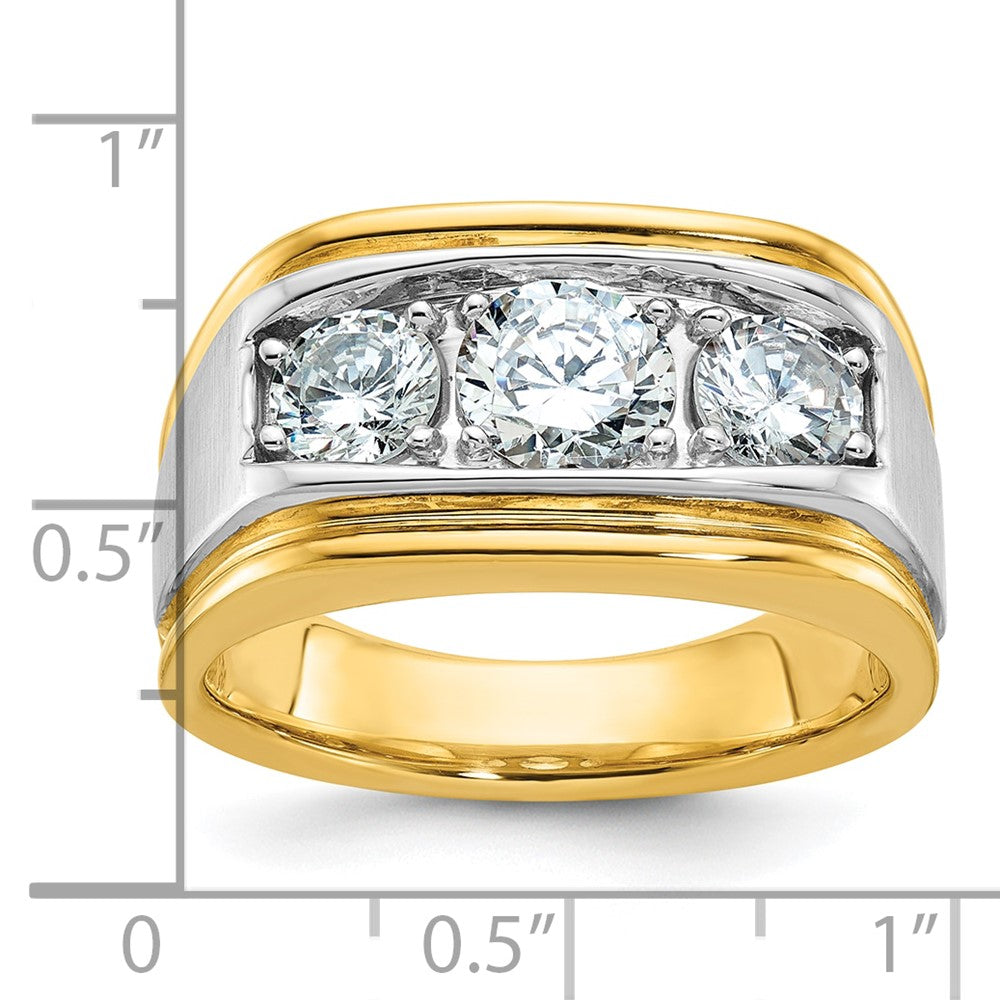 IBGoodman 14k Two-tone Men's Polished and Satin 3-Stone Ring Mounting