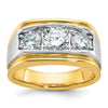 IBGoodman 14k Two-tone Men's Polished and Satin 3-Stone Ring Mounting