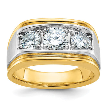 IBGoodman 14k Two-tone Men's Polished and Satin 3-Stone Ring Mounting