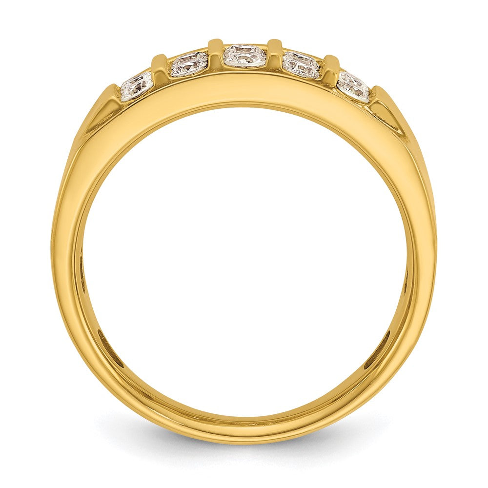 14k Men's Polished 4-Row 1 Carat AA Quality Diamond Ring