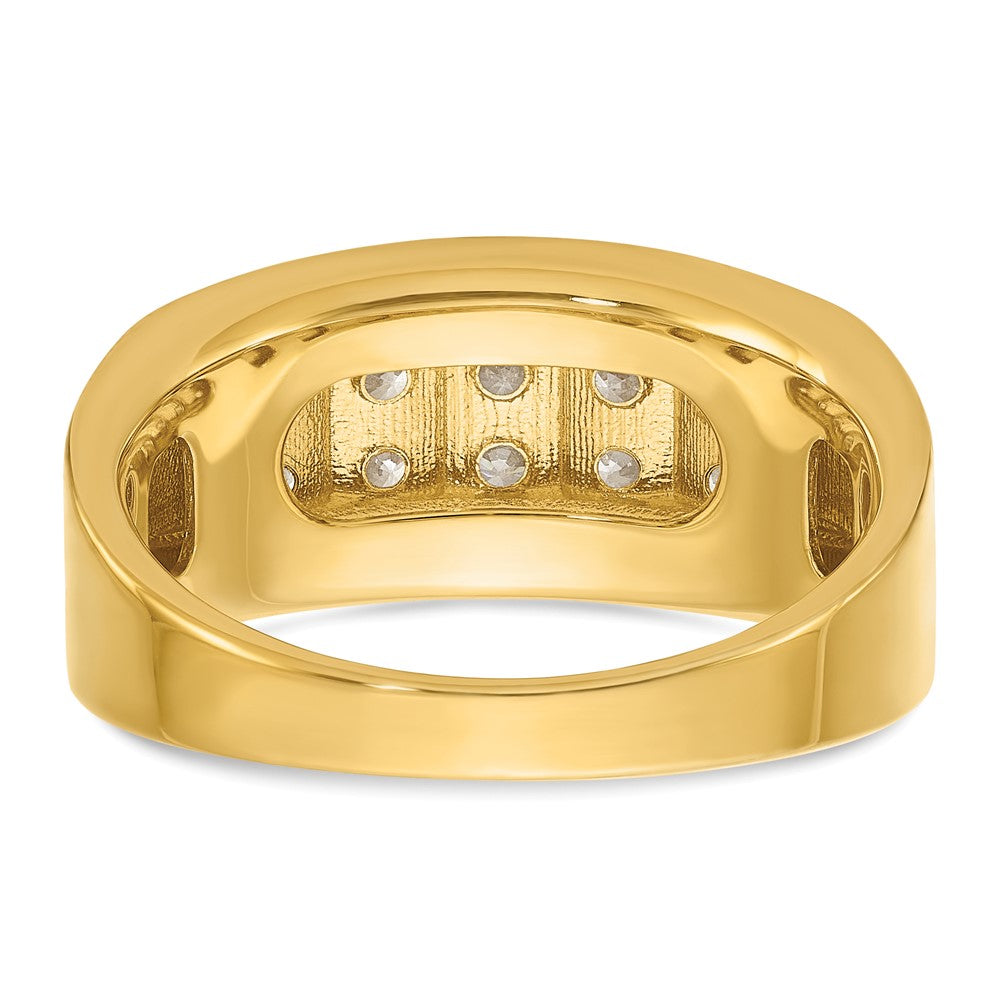 14k Men's Polished 4-Row 1 Carat AA Quality Diamond Ring