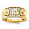 14k Men's Polished 4-Row 1 Carat AA Quality Diamond Ring