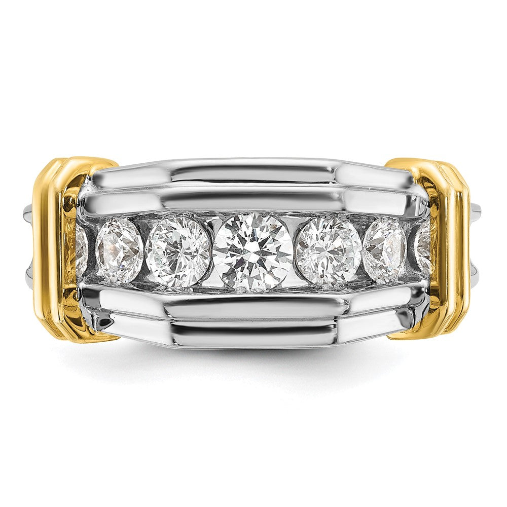 True Origin 14k Two-tone 1 carat Lab Grown Diamond VS+ F+ Five Stone Complete Polished and Grooved Men's Ring