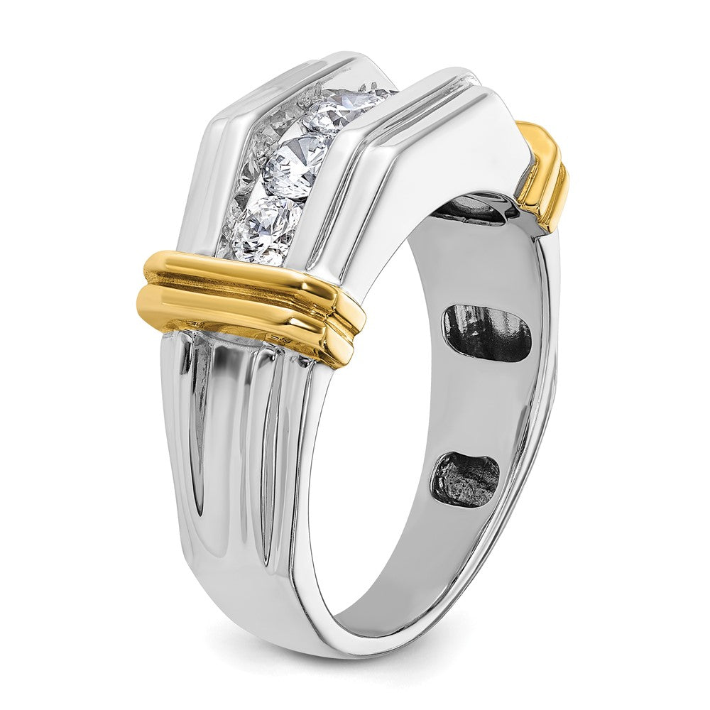 True Origin 14k Two-tone 1 carat Lab Grown Diamond VS+ F+ Five Stone Complete Polished and Grooved Men's Ring