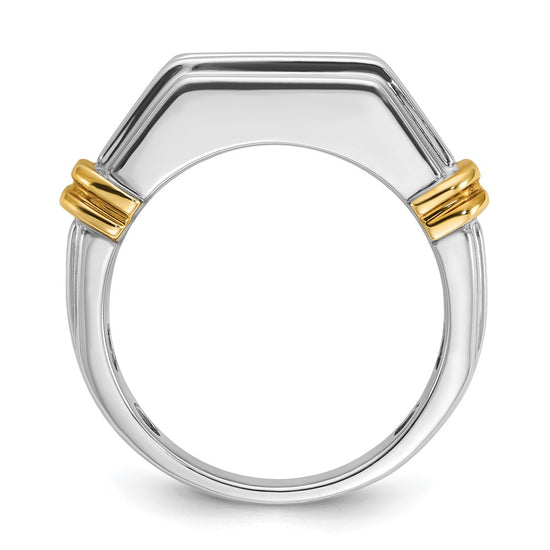 IBGoodman 14k Two-tone Men's Polished and Grooved 5-Stone Ring Mounting
