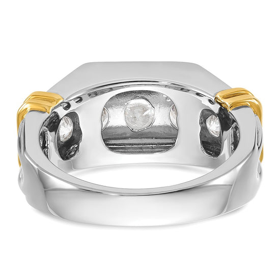 IBGoodman 14k Two-tone Men's Polished and Grooved 5-Stone Ring Mounting