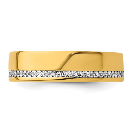 14k Polished 1/5 Carat AA Quality Diamond Row Ring