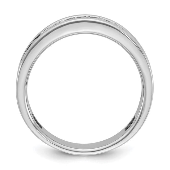 14k White Gold Men's Polished Square 11-Stone 1 Carat AA Quality Diamond Ring