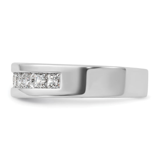 14k White Gold Men's Polished Square 11-Stone 1 Carat AA Quality Diamond Ring
