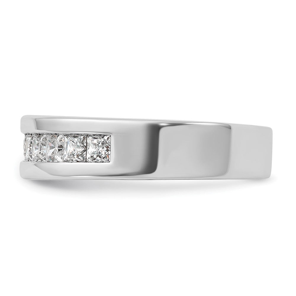 14k White Gold Men's Polished Square 11-Stone 1 Carat AA Quality Diamond Ring