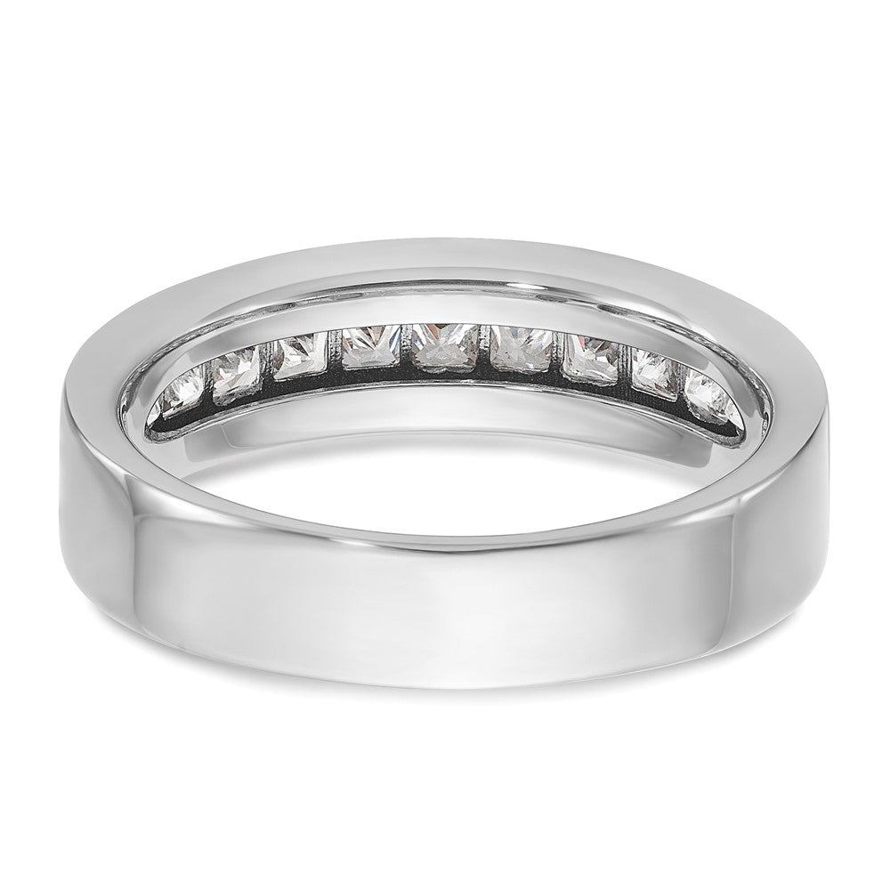14k White Gold Men's Polished Square 11-Stone 1 Carat AA Quality Diamond Ring