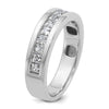 14k White Gold Men's Polished Square 11-Stone 1 Carat AA Quality Diamond Ring