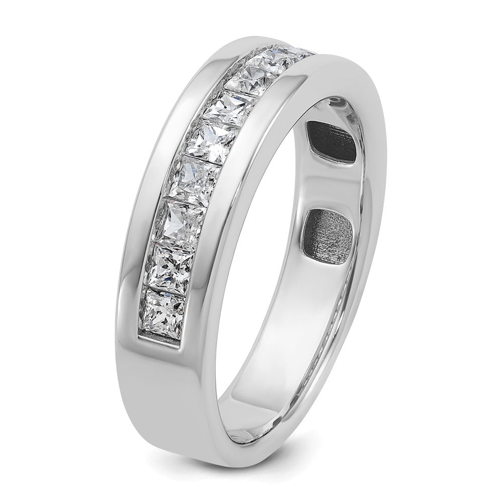 14k White Gold Men's Polished Square 11-Stone 1 Carat AA Quality Diamond Ring