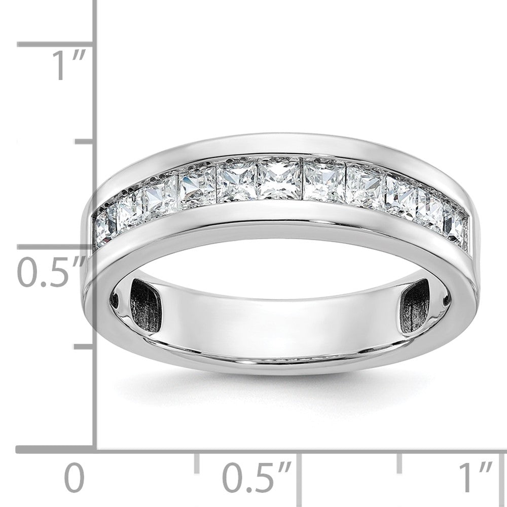 14k White Gold Men's Polished Square 11-Stone 1 Carat AA Quality Diamond Ring