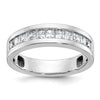 14k White Gold Men's Polished Square 11-Stone 1 Carat AA Quality Diamond Ring