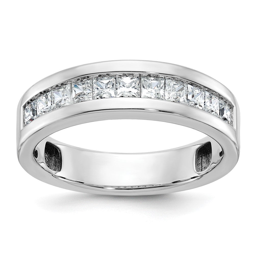 14k White Gold Men's Polished Square 11-Stone 1 Carat AA Quality Diamond Ring
