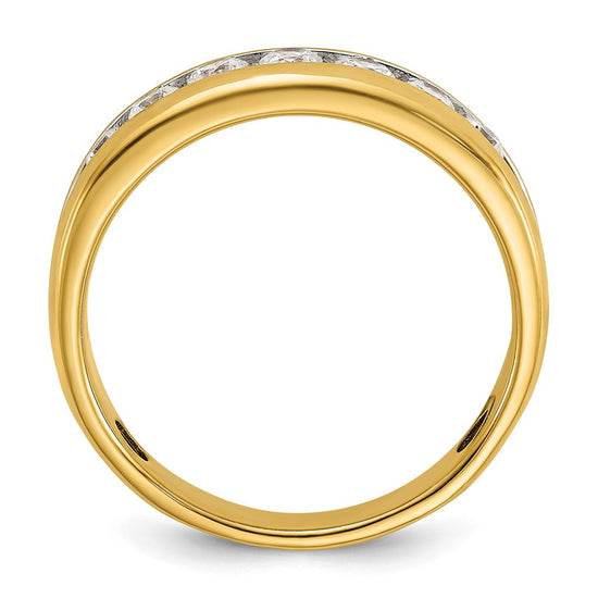 14k with White Rhodium 1 1/2 carat Lab Grown Diamond VS/SI+ G+ Seven Stone Complete Polished Men's Ring