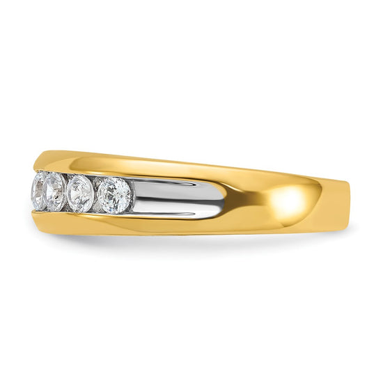 14k with White Rhodium 1 1/2 carat Lab Grown Diamond VS/SI+ G+ Seven Stone Complete Polished Men's Ring