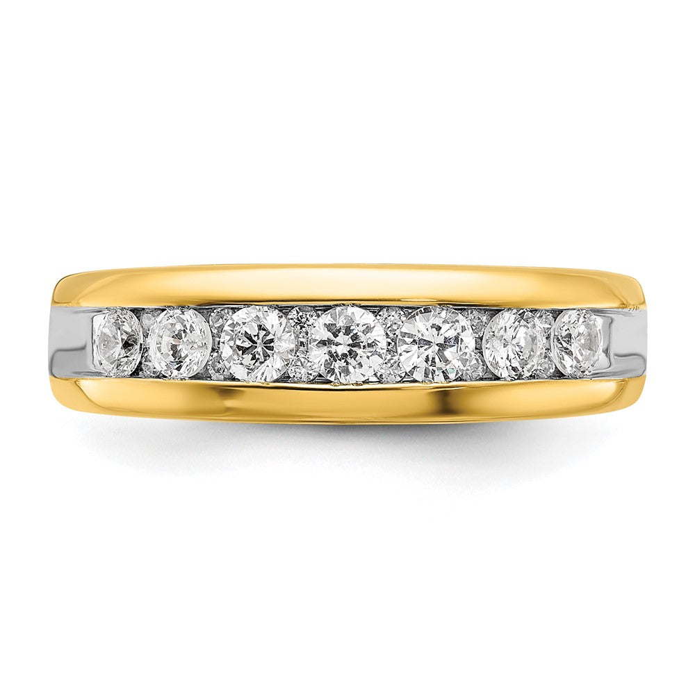 14k with White Rhodium 1 1/2 carat Lab Grown Diamond VS/SI+ G+ Seven Stone Complete Polished Men's Ring