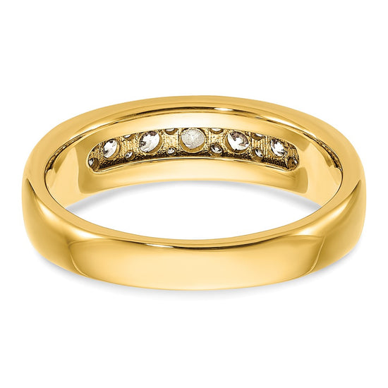 14k with White Rhodium 1 1/2 carat Lab Grown Diamond VS/SI+ G+ Seven Stone Complete Polished Men's Ring