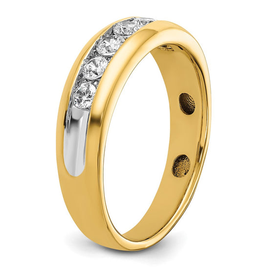 14k with White Rhodium 1 1/2 carat Lab Grown Diamond VS/SI+ G+ Seven Stone Complete Polished Men's Ring