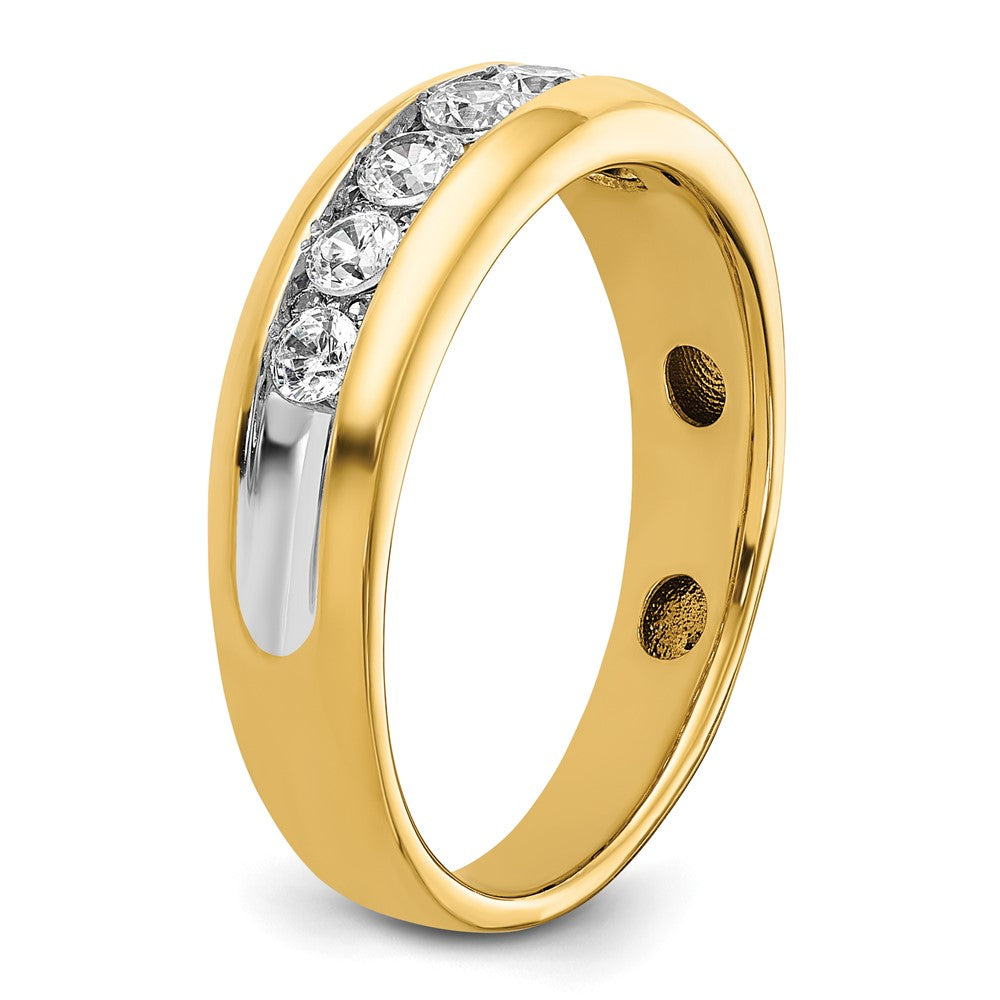 14k with White Rhodium 1 1/2 carat Lab Grown Diamond VS/SI+ G+ Seven Stone Complete Polished Men's Ring