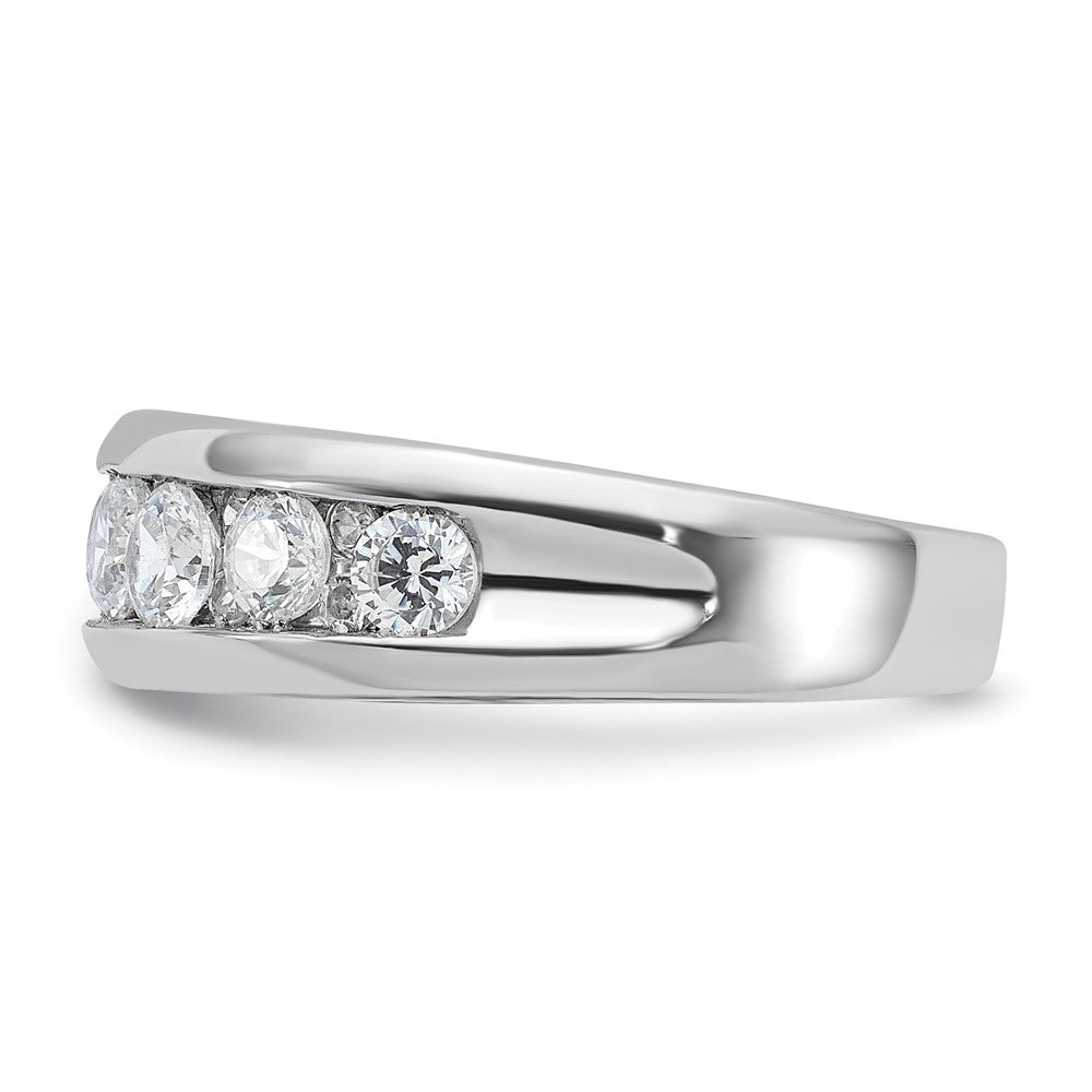 14k White Gold 1 carat Lab Grown Diamond VS/SI+ G+ Seven Stone Complete Polished Men's Ring