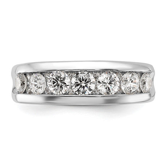 14k White Gold 1 carat Lab Grown Diamond VS/SI+ G+ Seven Stone Complete Polished Men's Ring