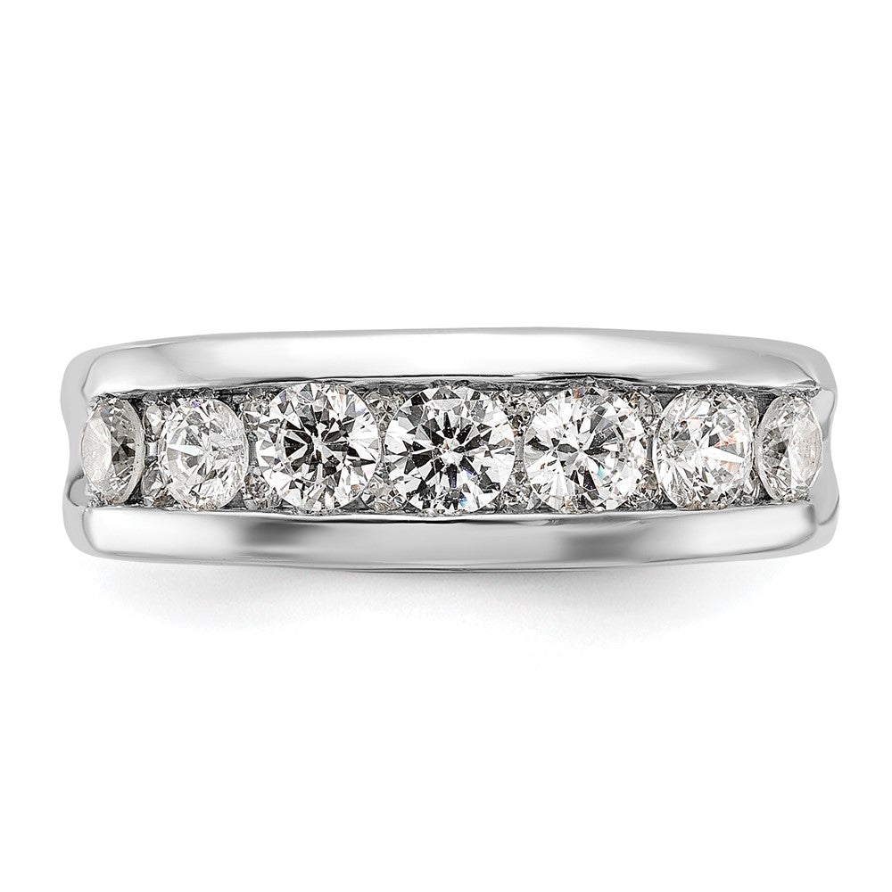 14k White Gold 1 carat Lab Grown Diamond VS/SI+ G+ Seven Stone Complete Polished Men's Ring