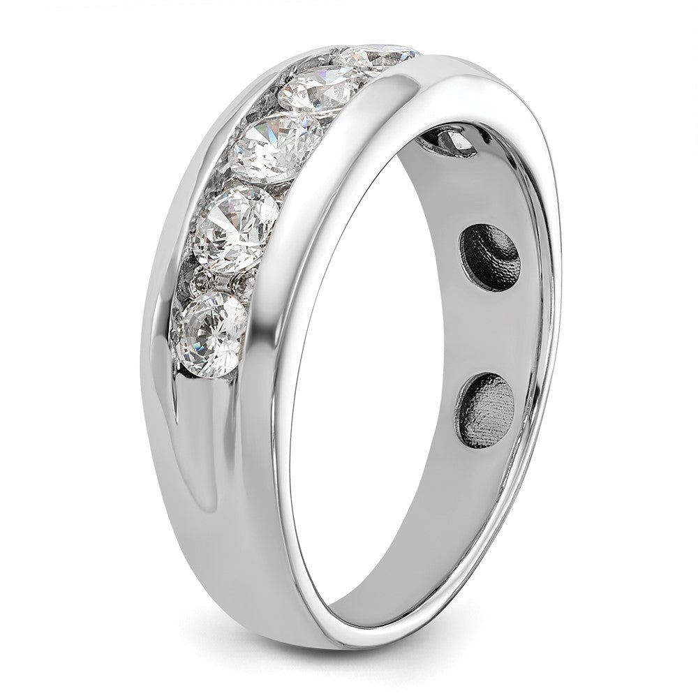 14k White Gold 1 carat Lab Grown Diamond VS/SI+ G+ Seven Stone Complete Polished Men's Ring