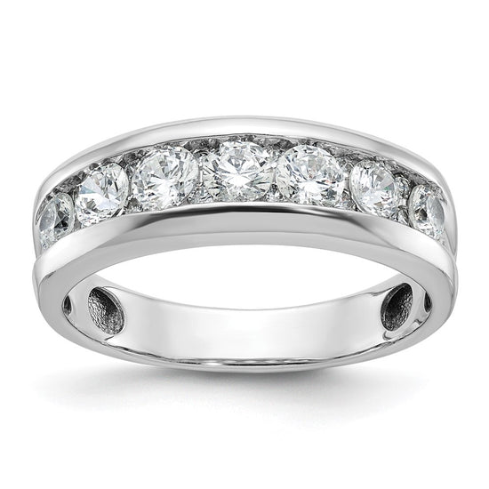 14k White Gold 1 carat Lab Grown Diamond VS/SI+ G+ Seven Stone Complete Polished Men's Ring