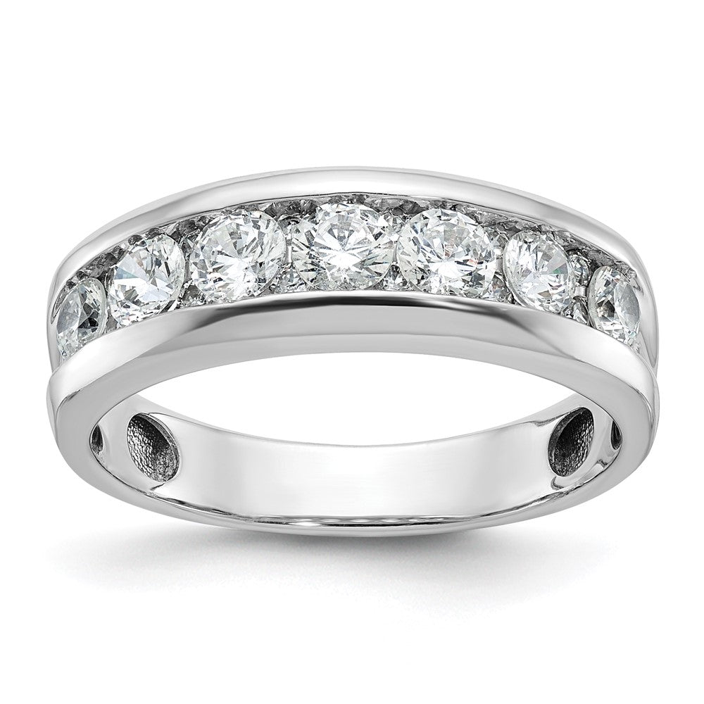 14k White Gold 1 carat Lab Grown Diamond VS/SI+ G+ Seven Stone Complete Polished Men's Ring