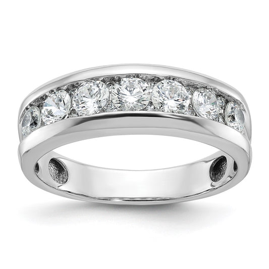 14k White Gold 1 carat Lab Grown Diamond VS/SI+ G+ Seven Stone Complete Polished Men's Ring