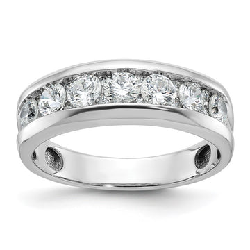 14k White Gold 1 carat Lab Grown Diamond VS/SI+ G+ Seven Stone Complete Polished Men's Ring