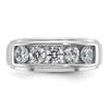 14k White Gold Men's Polished and Grooved 5-Stone 1 1/5 Carat AA Quality Diamond Ring