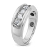 14k White Gold Men's Polished and Grooved 5-Stone 1 1/5 Carat AA Quality Diamond Ring