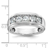 14k White Gold Men's Polished and Grooved 5-Stone 1 1/5 Carat AA Quality Diamond Ring