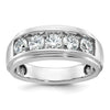 14k White Gold Mens Polished and Grooved 5-Stone 1.5 Carat AA Diamond Ring