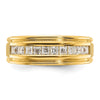 14k Men's Polished and Satin Square 10-Stone 1/2 Carat AA Quality Diamond Ring