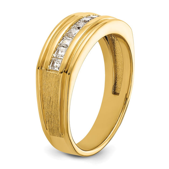 IBGoodman 14k Men's Polished and Satin Square 10-Stone Ring Mounting