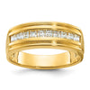 14k Men's Polished and Satin Square 10-Stone 1/2 Carat AA Quality Diamond Ring