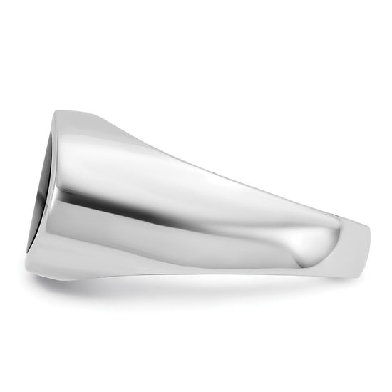 14k White Gold Men's East-West Oval Onyx Complete Ring