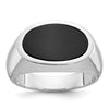 14k White Gold Men's East-West Oval Onyx Complete Ring