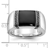 14k White Gold Men's Onyx and 1/4 carat Black Diamond Complete Ring