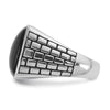 14k White Gold Men's Antiqued Onyx Complete Ring